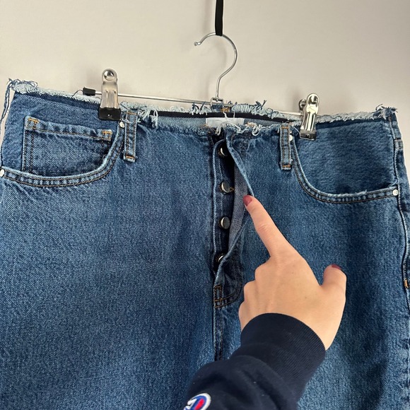 Anine Bing Gavin 1999 Denim Jean‎ Ripped Shorts Cutoff 90s Blue Bermuda Wide Leg - Picture 8 of 15